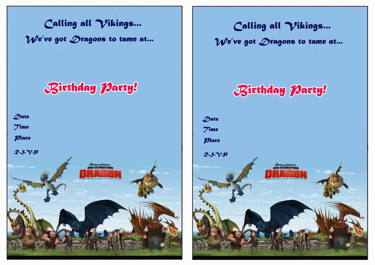 How To Train Your Dragon Birthday Invitations â Birthday Printable